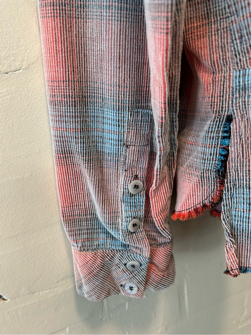 Free People We The Free Plaid Corduroy Button Up Shirt Raw Hem Size L Indie Boho - Picture 8 of 9